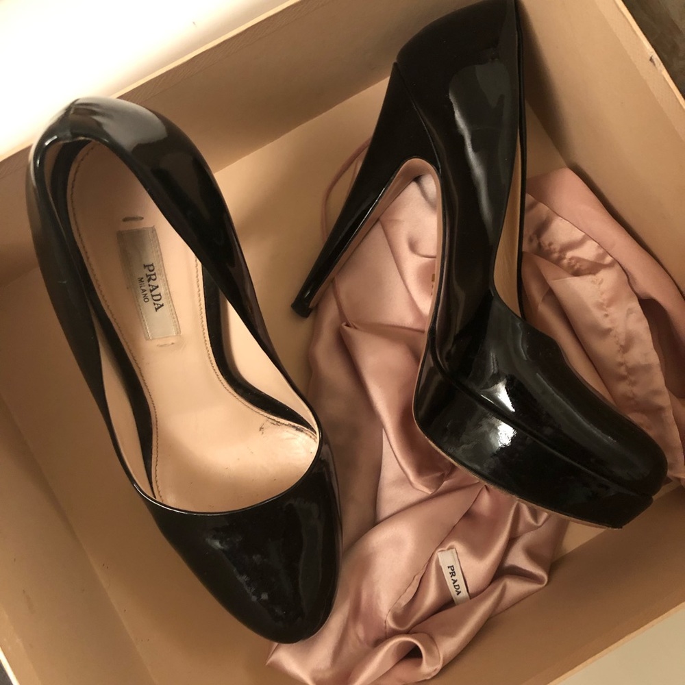 Prada Nero Patent Heels